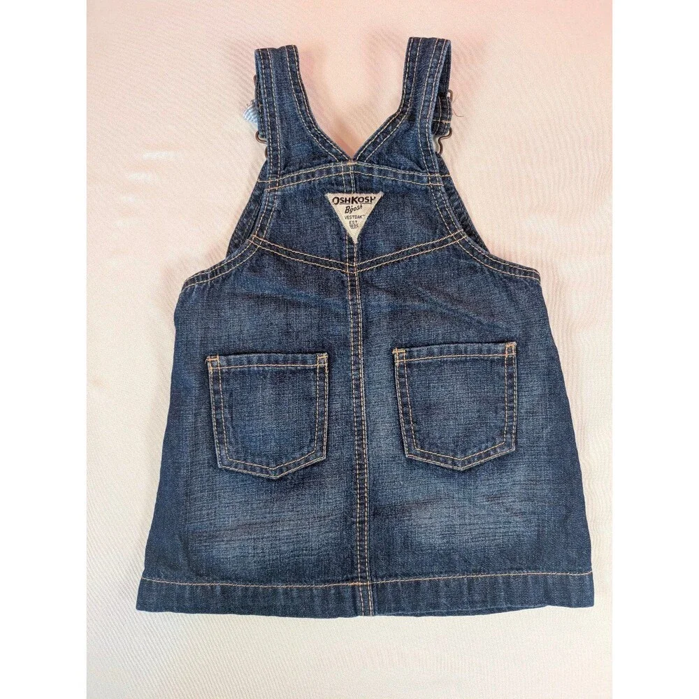 Baby Girls Osh Kosh B'Gosh Denim Skirt Overalls 24M Dark Wash